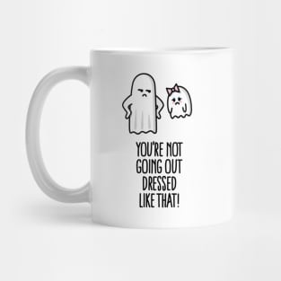 Funny Halloween party protective father, daughter Mug